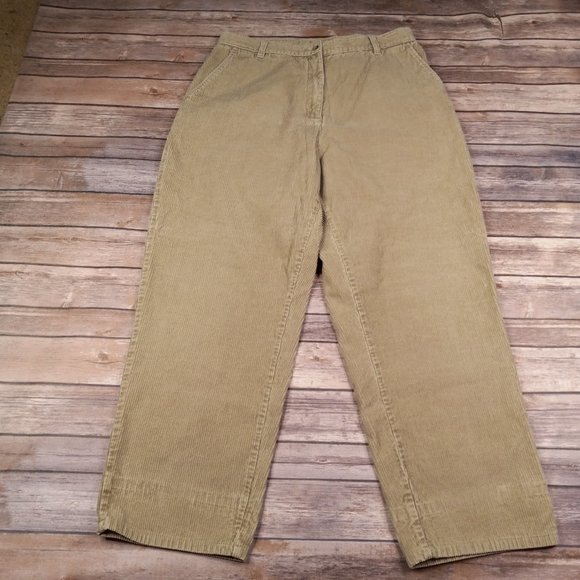 Woolrich Size 14 Khaki Corduroy Cropped Pants High Rise - Picture 6 of 8